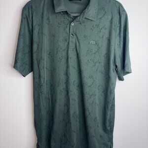 Travis Mathew Large Olive Green Short Sleeve Polo Shirt